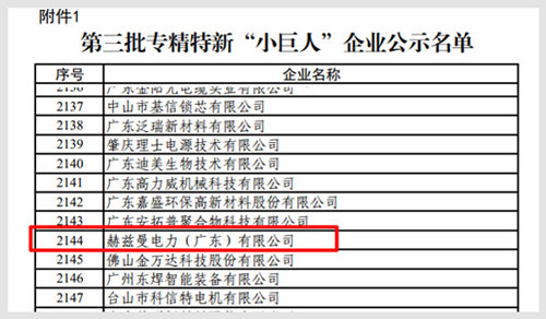 赫茲曼入選國家級專精特新“小巨人”名單 赫茲曼入選國家級專精特新“小巨人”名單
